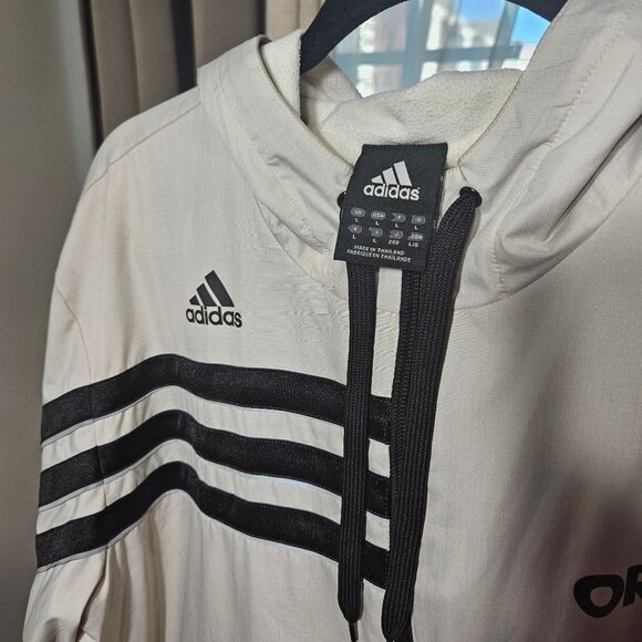 Adidas Beige/Black Hooded Jacket ORL 12 Logo Zip-Up Size M - Picture 5 of 9